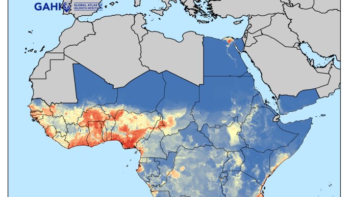 GAHI map showing environmental suitability of LF in Africa