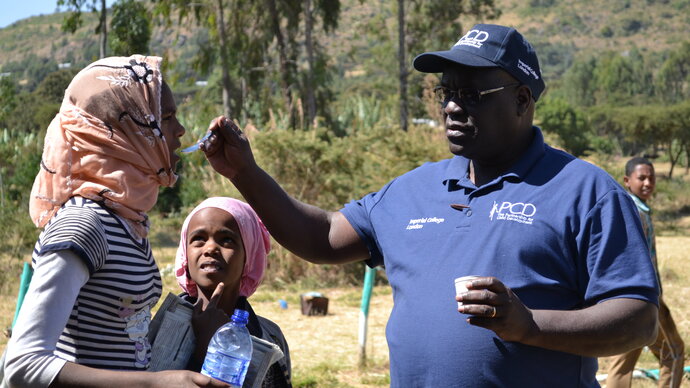 Deworming was integrated with school feeding and improved water and sanitation facitlities