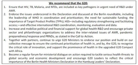 Recommendations made to G20