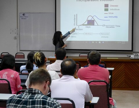 Maria-Gloria Basáñez lecturing at Imperial College London